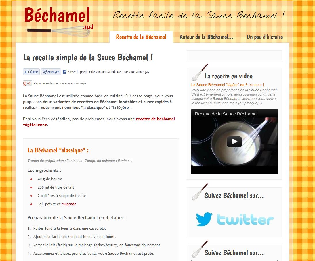 Détails : Recette de la Béchamel