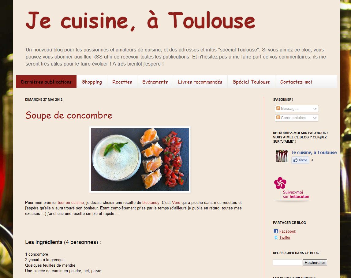 Je cuisine, Ã Toulouse